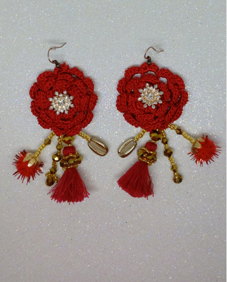 Háčkované  dizajnové náušnice "Ako chutí dizajn"